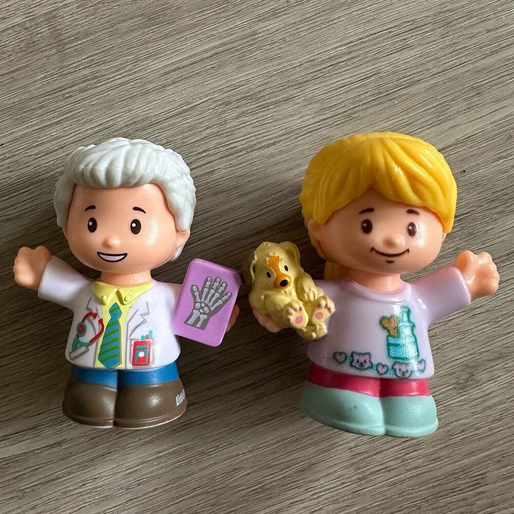 Fisher-Price Little People Gray Male Doctor & Blonde Female Veterinarian Figures